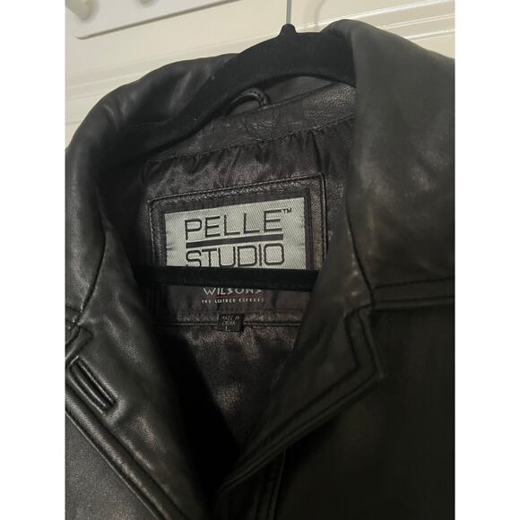 Vintage Wilsons Leather Black Leather button down jacket large - Picture 3 of 5